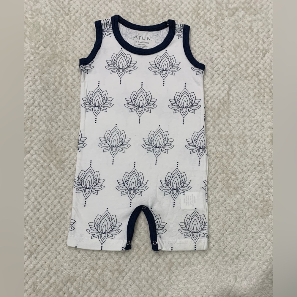 A.T.U.N. Navy Shortall Romper Size 3-6M NWOT